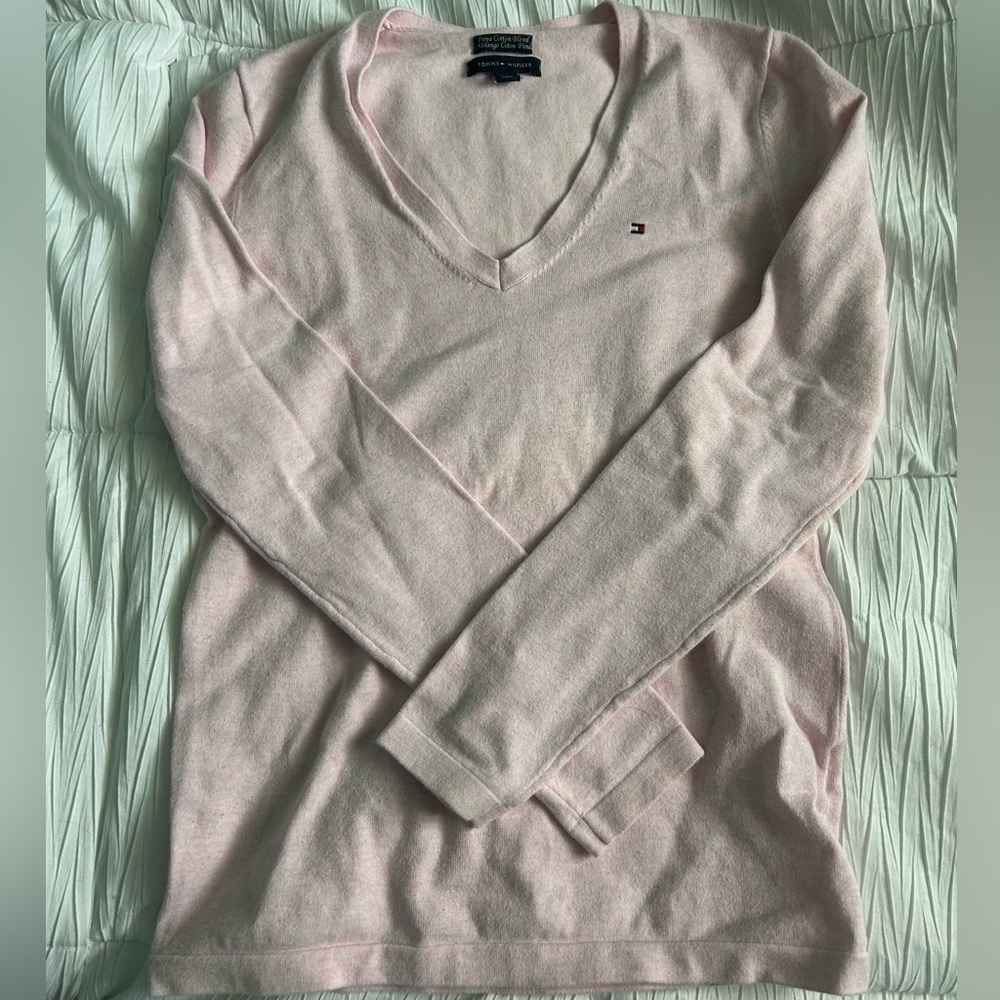 Tommy Hilfiger Pale Pink V-Neck Sweater
